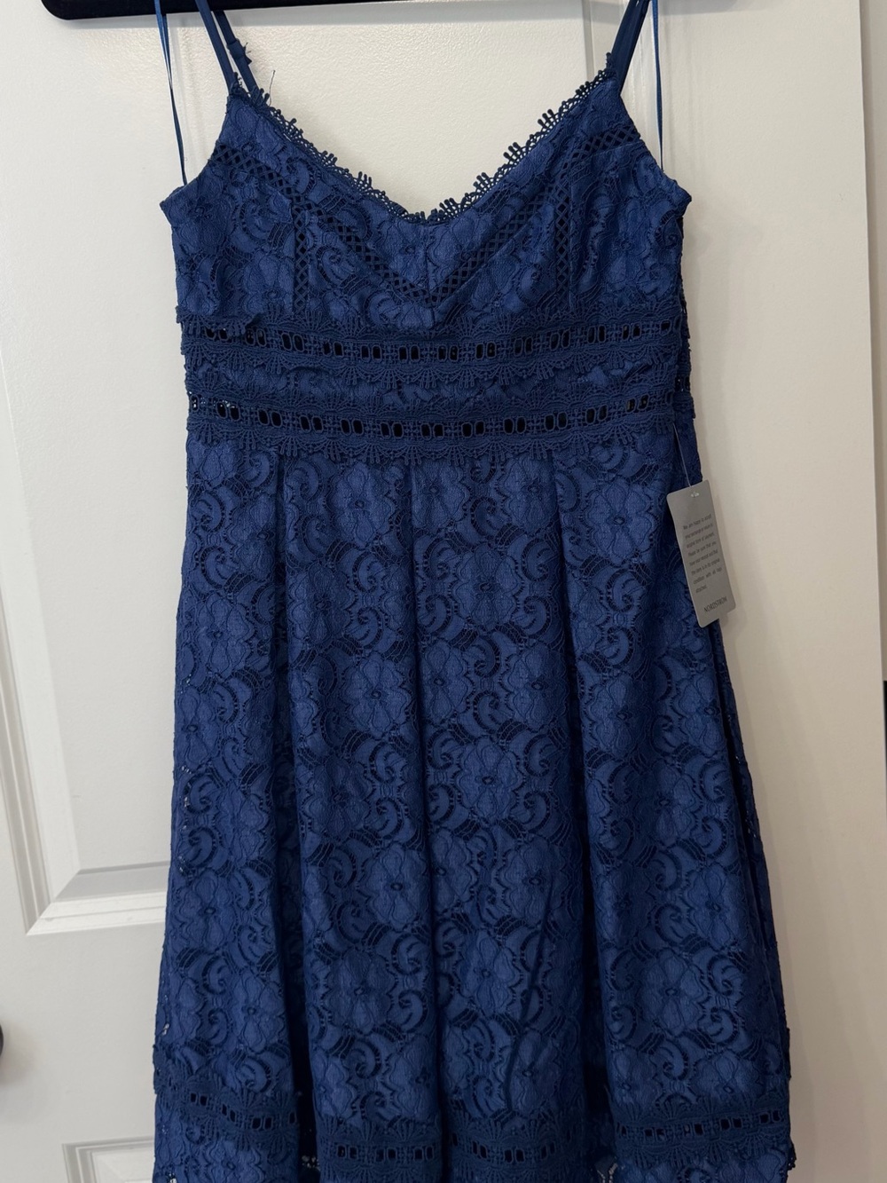 NWT Nordstrom Navy Lace Spaghetti-Strap Dress